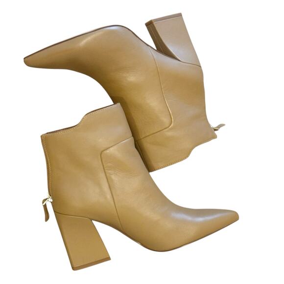 Franco Sarto Leather Venture Bootie Pointed Toe Beige Size 6.5M NWOB - Picture 7 of 10